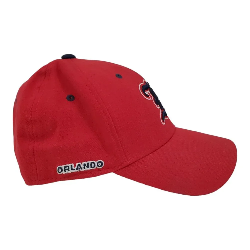 HARD ROCK CAFE Hat Cap Adult Red Blue ORLANDO Old English H Embroidered Fitted